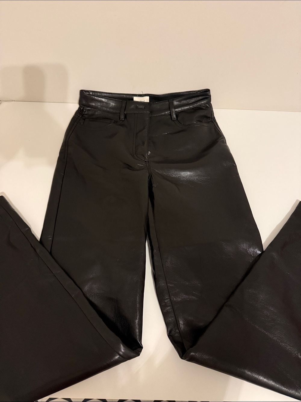 Aritzia Black Straight Leg Faux Leather Pants
